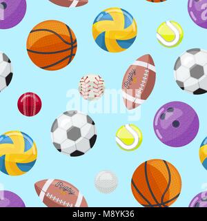 Seamless colorful background with sportive balls Stock Vector