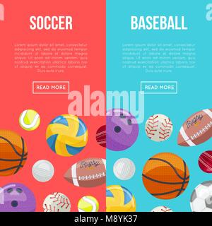 Colorful online page about sports Stock Vector