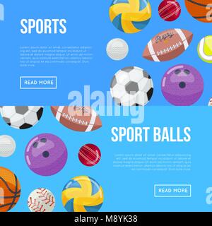 Internet page about sports and balls Stock Vector