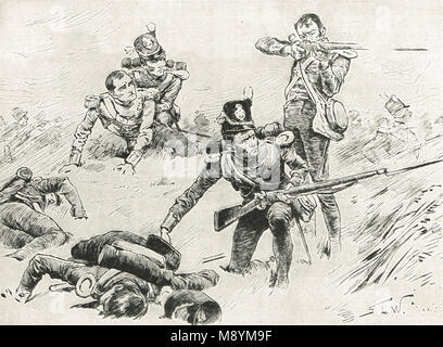 Captain Fawcett, mortally wounded, continuing to command his troops, Battle of Albuera, 16 May 1811 Stock Photo