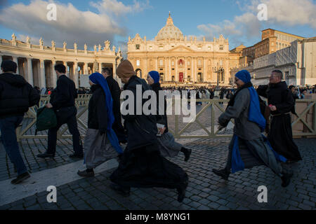 Vatican City. Priests and nuns arrive to the inauguration mass of Pope Francis at St Peter's square on March 19, 2013 at the Vatican. Stock Photo