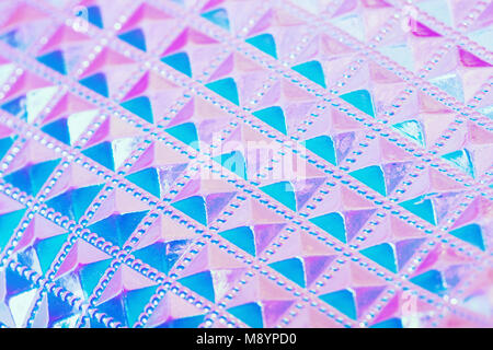 Holographic ultraviolet creative geometric background. Holographic background in pastel neon color design. Modern trends 80s 90s background. Stock Photo