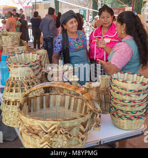 San Juan Teitipac, Oaxaca, Mexico - Handmade baskets for sale during the Linguistic and Heritage Fair in a small Zapotec town. Stock Photo