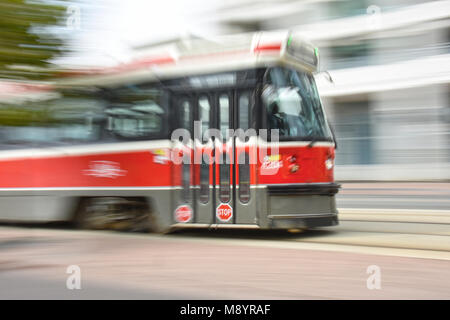 City Tram in Toronto, Queen St West - Spadina Ave Stock Photo