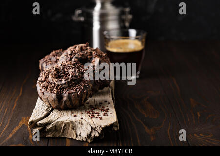 Chocolate donut with espresso Stock Photo