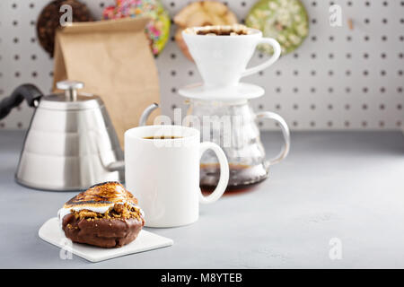 Smores donuts with coffee Stock Photo