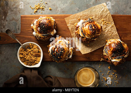 Smores donuts top view Stock Photo