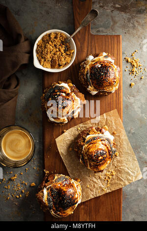 Smores donuts top view Stock Photo
