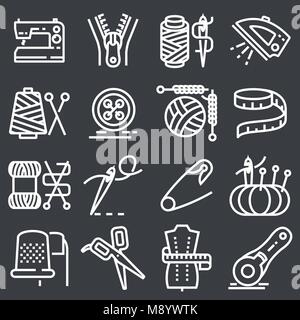 Vector sewing equipment icons set Stock Vector