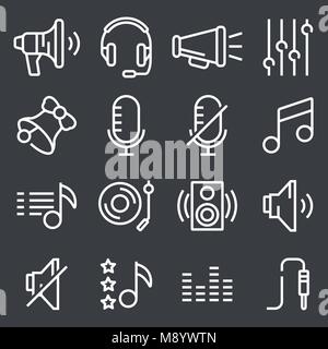 Sound icons set vector, Audio signs, buttons, elements Isolated on gray background. Stock Vector