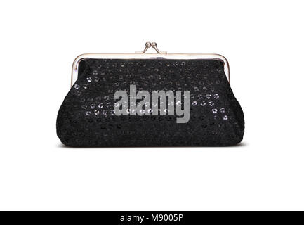Women's cosmetic bag, purse black. Isolated on white background Stock Photo