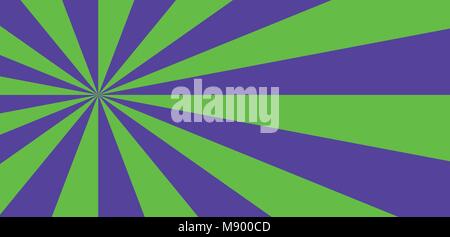 Vibrant abstract green and violet background with sunburst pattern. Radial vibrant colorful rays for banner, card, poster design. Vector illustration, Stock Vector