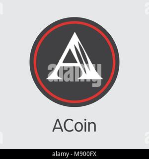 Acoin Blockchain Cryptocurrency - Vector Graphic Symbol. Stock Vector