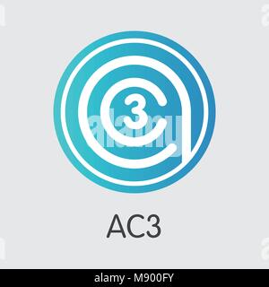 Ac3 Cryptographic Currency. Vector AC3 Graphic Symbol. Stock Vector