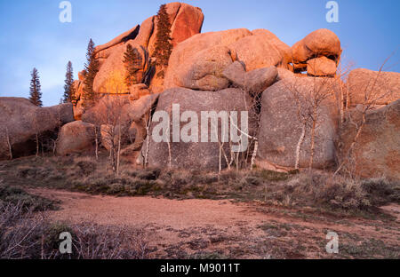 Granite rock formations at Vadauwoo Recreation Area, within the Medicine Bow National Forest, Albany County, Wyoming, USA. Stock Photo