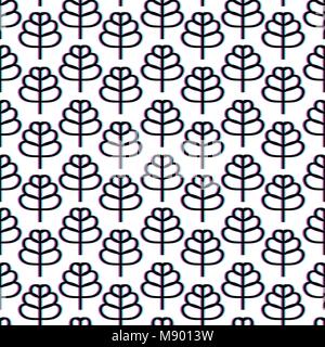 Seamless decorative pattern with linear style leaves. 3d stereoscopic effect Stock Vector
