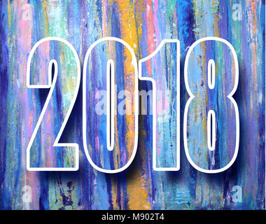 2018 new year banner. Happy new year 2018 decoration poster card. Vintage abstract colorful poster. Stock Photo