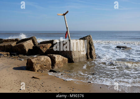 cliff erosion at hemsby, norfolk, england Stock Photo