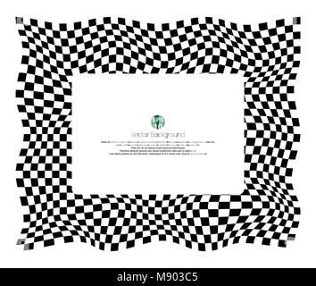 Checkered pattern of champ background with distort  black and white banner, illustration vector eps10 Stock Vector