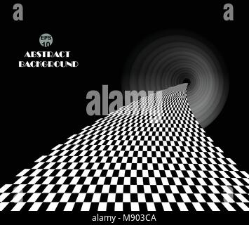 Checkered pattern in dark place walk way background, idea of the future in dimension. illustration vector eps10 Stock Vector