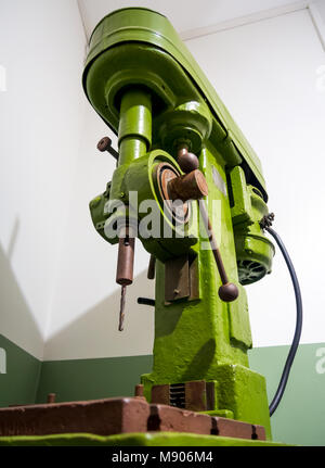 Saint-Petersburg, Russia - March 05, 2016: Vertical drilling machine model 2118 1952 model year Novocherkassk machine tool plant Stock Photo