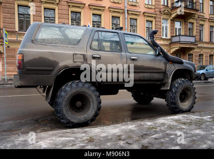 Saint-Petersburg, Russia - March 06, 2016: Tuned SUV car standing on the street of St. Petersburg Stock Photo