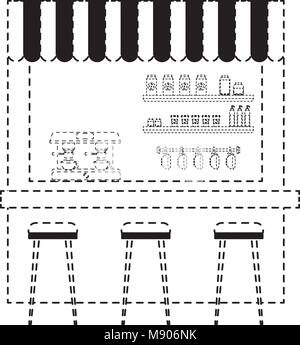 coffee shop machine espresso stools and shelf Stock Vector
