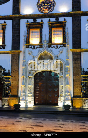 Portal of the Motherchurch of São Sebastião, Ponta Delgada. São Miguel, Azores islands. Portugal Stock Photo