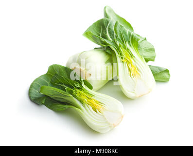Halved pak choi cabbage isolated on white background. Stock Photo