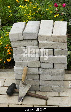 Paving stones in a pile, for the repair of the pavement Stock Photo