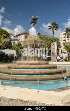 Fountain in park near Molos promenade in Limmasol old town, cyprus, Mediterranean Stock Photo