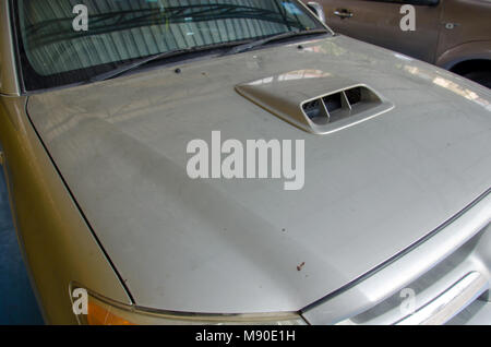 Dirt, bird droppings on the hood. Stock Photo