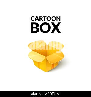 Empty cardboard packaging, open box icon in cartoon style Stock Vector