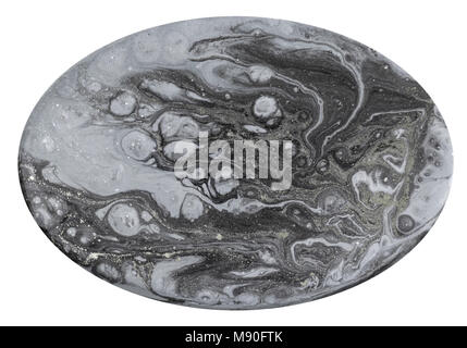 Imitation of a cross section gemstone texture. Natural marble texture isolated on white background. Mineral stone pattern. Stock Photo