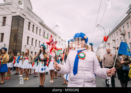 Gomel, Belarus. Young People Participating In The Parade Dedicated To The Victory Day. Stock Photo