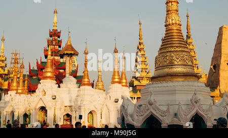 Yangon, Myanmar - February, 15, 2018: Shwedagon Pagoda Stock Photo