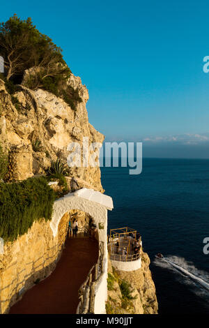 Sa Cova den Xoroi is a natural cave transformed into a trendy place, bar and night club Stock Photo