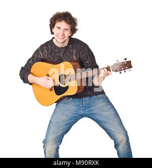 Young smiling guy playing on a gitare Stock Photo