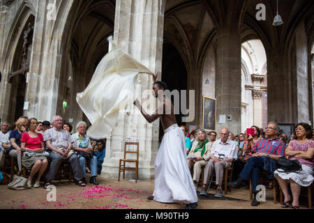 Concert and sufi poetry reading in Saint-Merry church, Paris.  Dancer SmaÃ¯l KanoutÃ©. Stock Photo