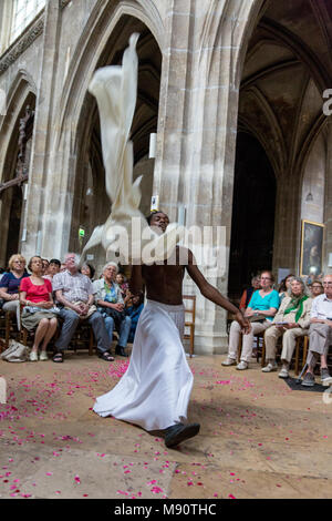 Concert and sufi poetry reading in Saint-Merry church, Paris.  Dancer SmaÃ¯l KanoutÃ©. Stock Photo