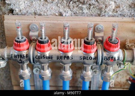 House under construction. Pipes. Stock Photo