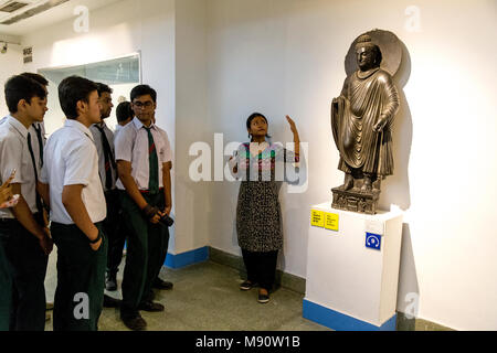 National museum of India, Delhi. Students and teacher. India. Stock Photo