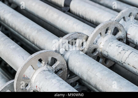 construction industry concept background - scaffolding parts closeup - Stock Photo
