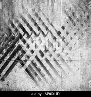 Abstract square background, pattern of intersected stripes with concrete texture. 3d illustration Stock Photo