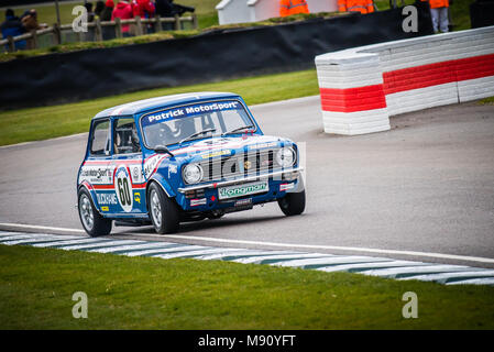 Nick Swift driving the Swiftune 1979 Mini 1275 GT in the Gerry Marshall Trophy during Goodwood Members Meeting 76 at Goodwood Motor Circuit