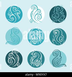 Ocean waves set, Hand drawn illustration Stock Vector Image & Art - Alamy