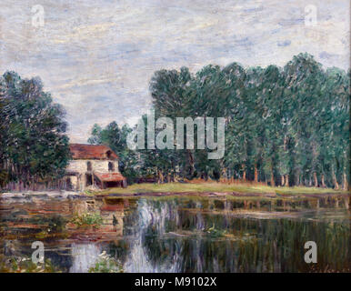 Les bords du canal à Moret-sur-Loing - The banks of the canal at Moret-sur-Loing 1892 Alfred SISLEY, 1839 - 1899, France, French, Stock Photo