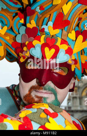 Venice, Italy - February 7 2018 - The Masks of carnival 2018. The Carnival of Venice (Italian: Carnevale di Venezia) is an annual festival held in Ven Stock Photo