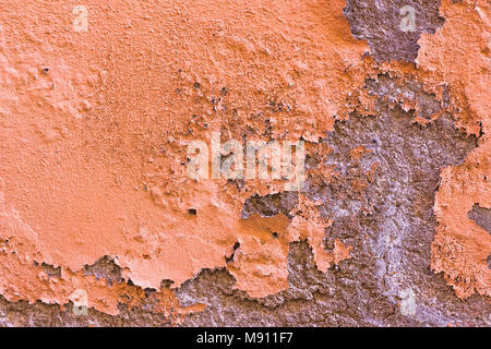 Damaged Painted Orange Brown Old Wall Background Texture. Stock Photo