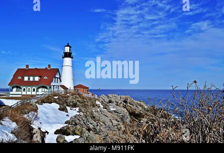 Cape Elizabeth lighthouse in Maine, USA Stock Photo